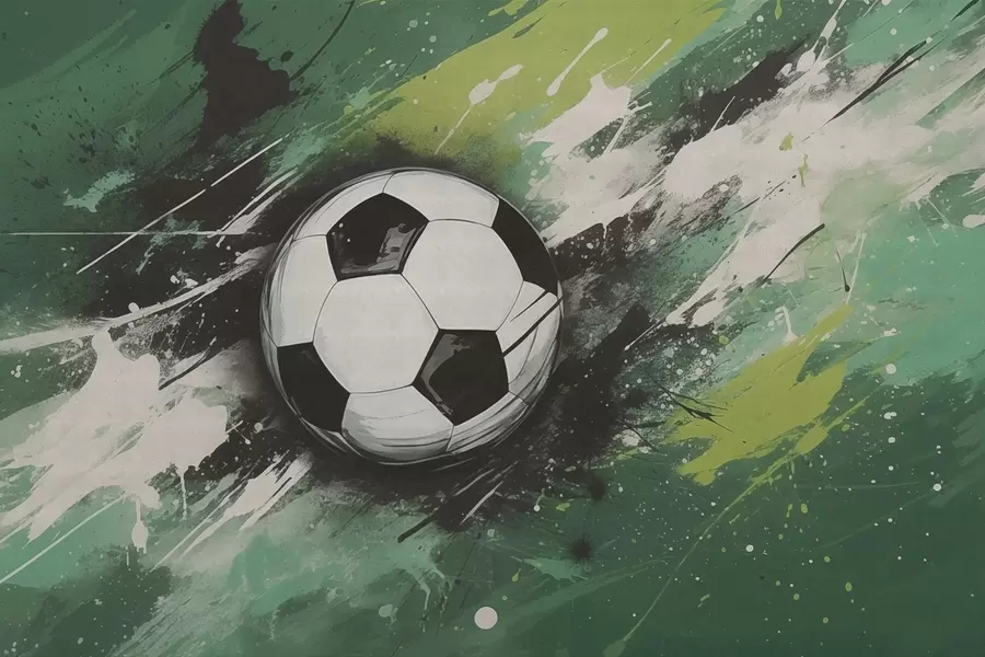 wall murals Soccer ball with blurred graffiti in the background w04467