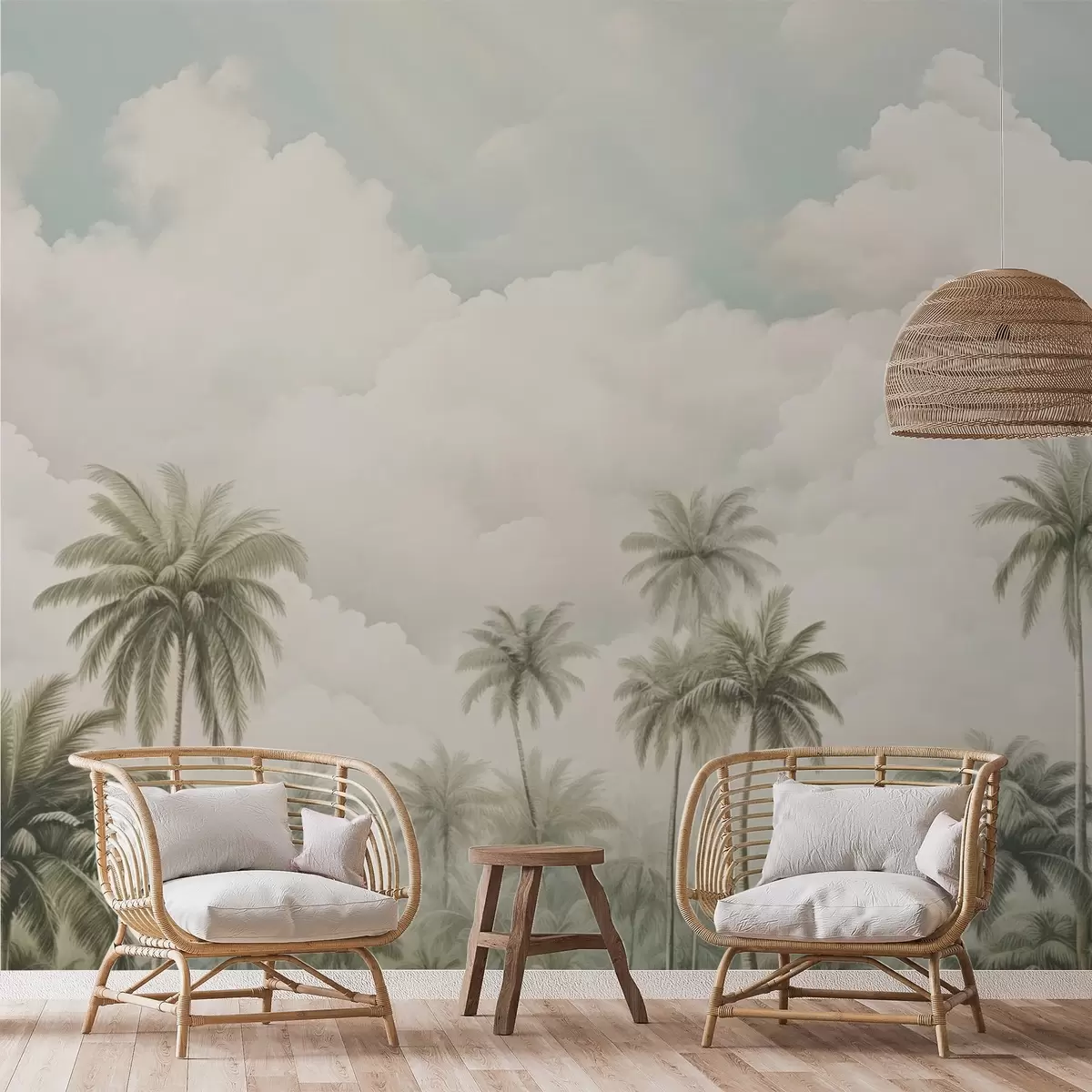 wall murals Palm trees against the background of clouds w04485