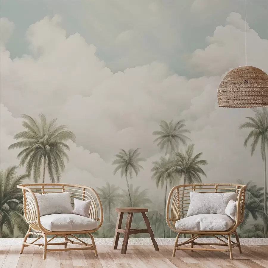 wall murals Palm trees against the background of clouds w04485