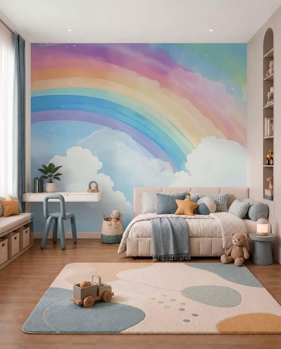 wall murals Rainbow above the Clouds w04487