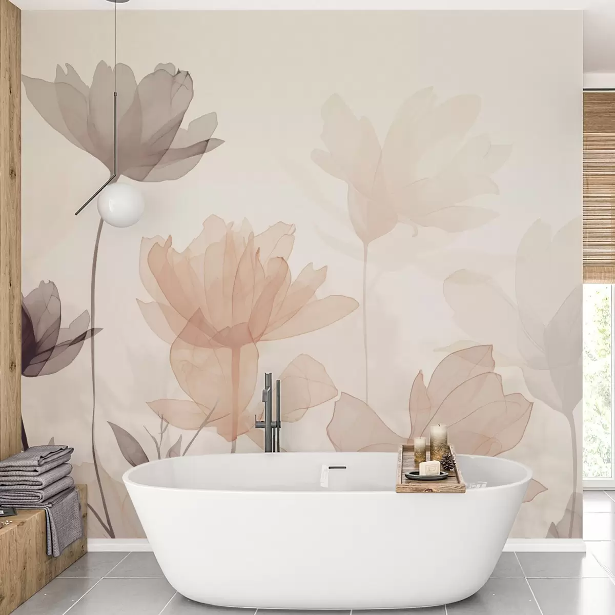 wall murals Silhouettes of flowers w04489