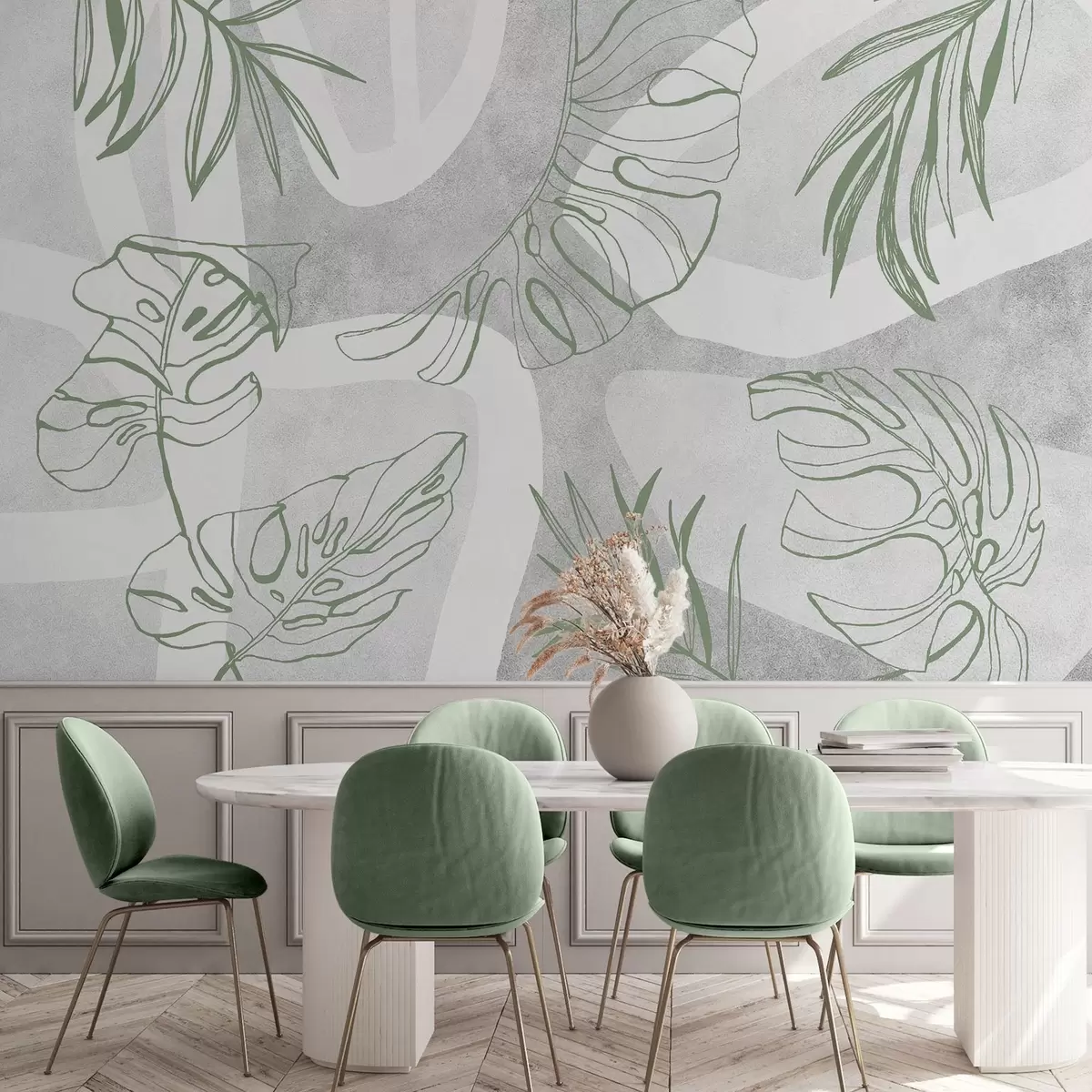 wall murals Abstraction with plants w04492v1