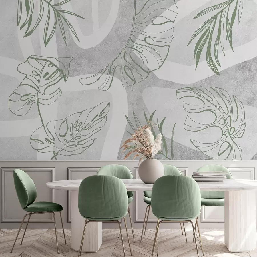 wall murals Abstraction with plants w04492v1