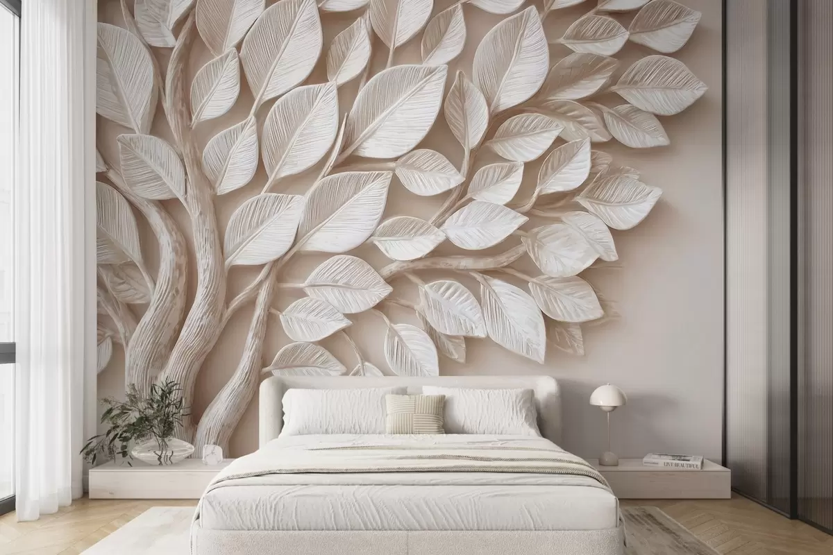 wall murals Relief tree with leaves w09359