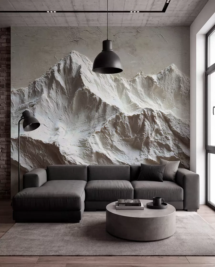 wall murals Embossed mountains in light tones with texture w04396