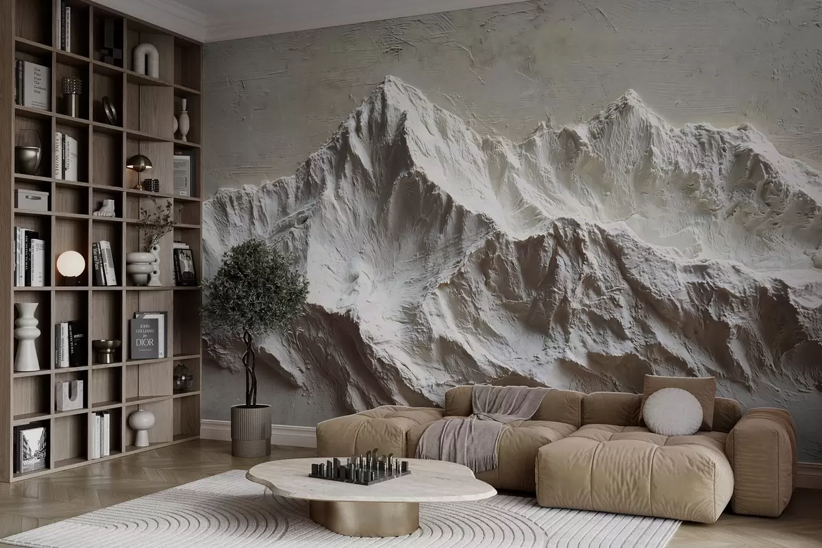 wall murals Embossed mountains in light tones with texture w04396
