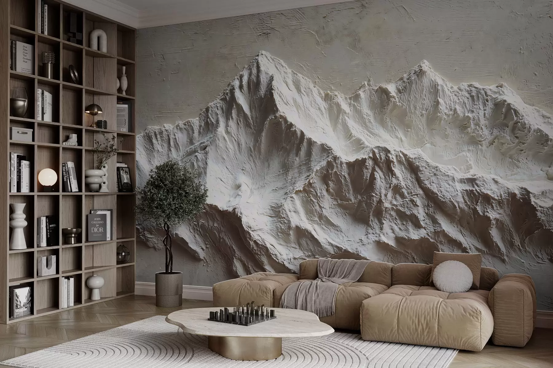 wall murals Embossed mountains in light tones with texture w04396