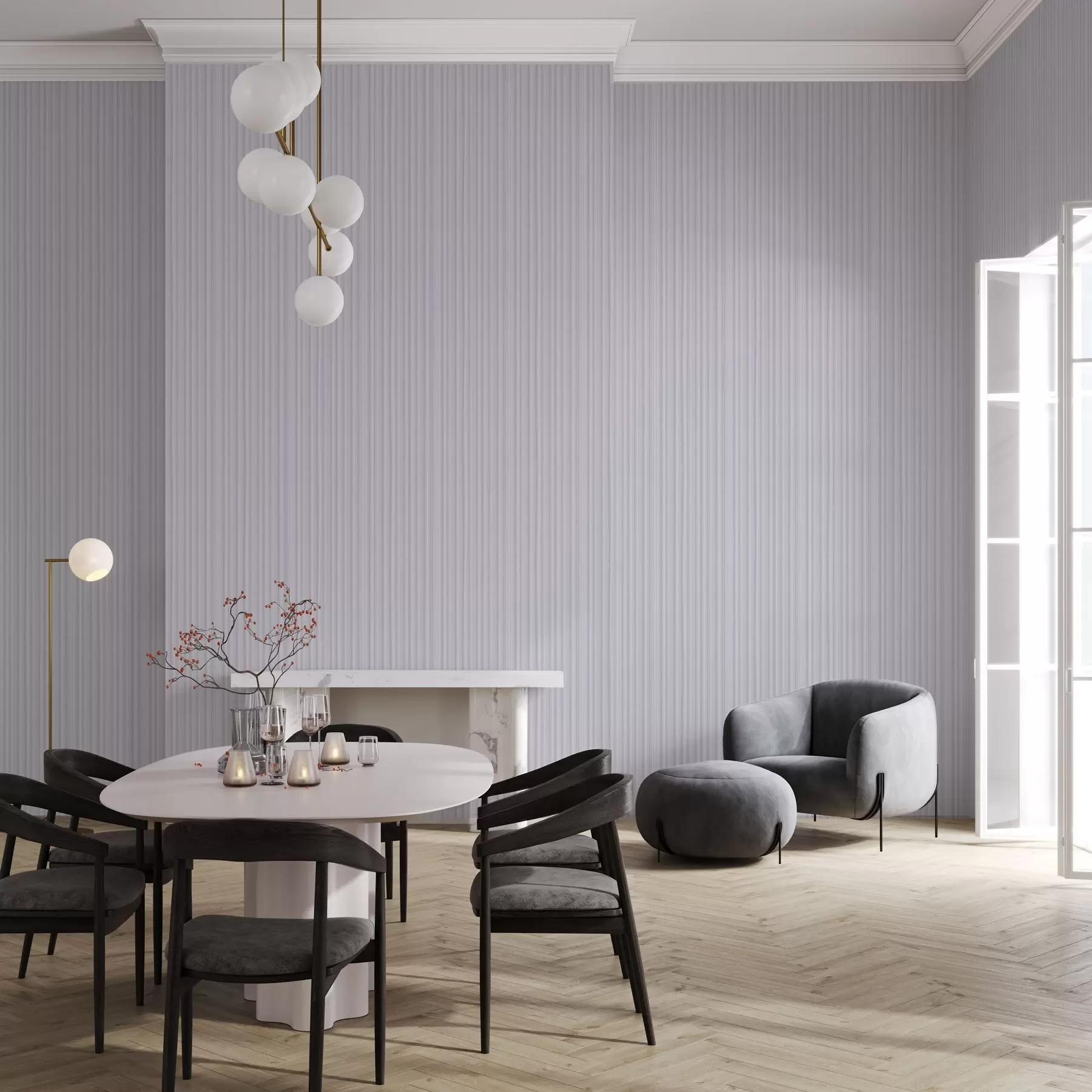 wall murals Lavender stripes in pastel shades a00511