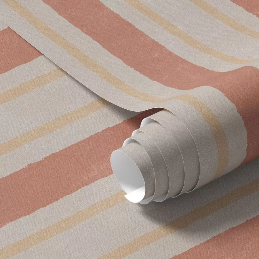wall murals Wide stripes in terracotta-beige tones a00514