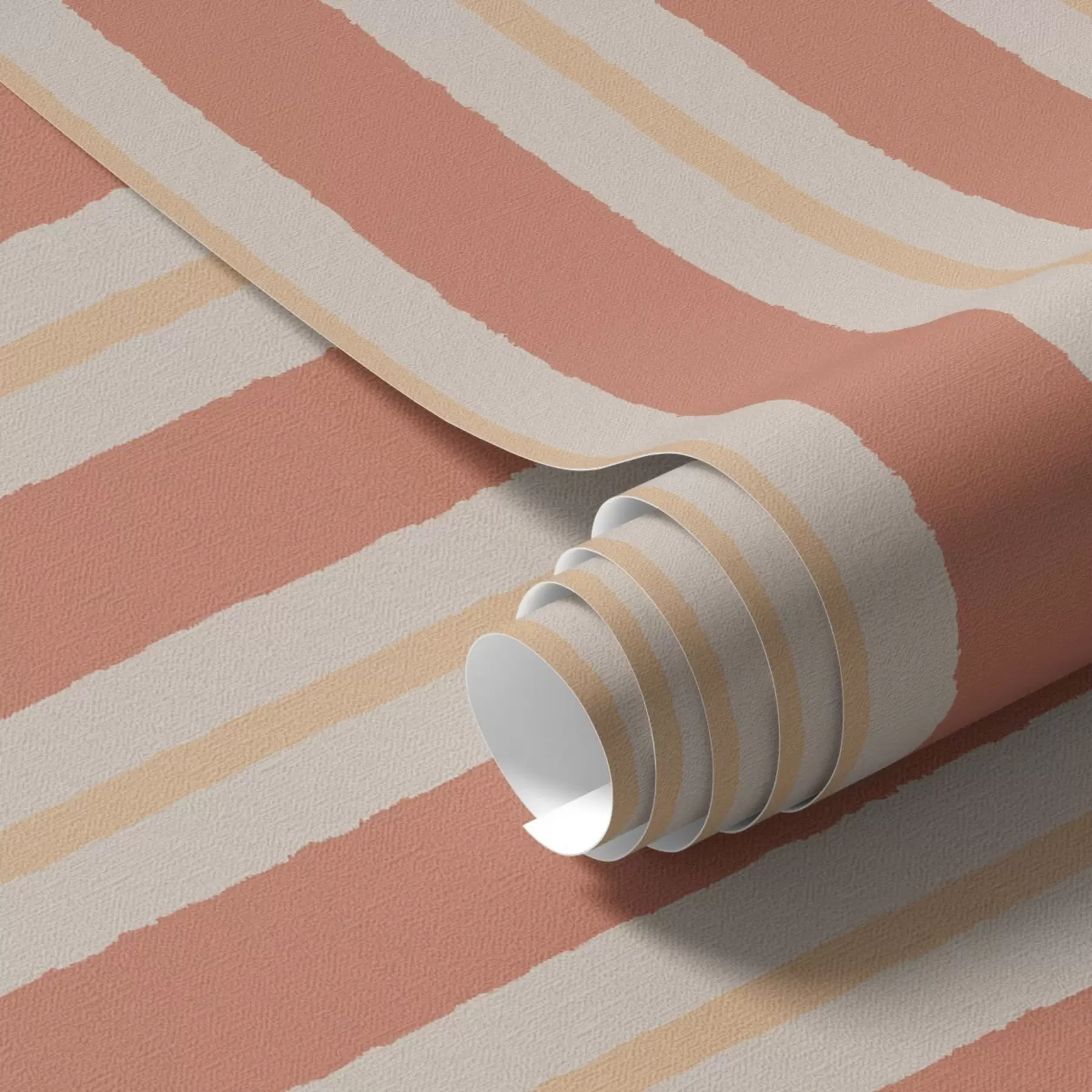 wall murals Bright terracotta stripes with beige accents a00515