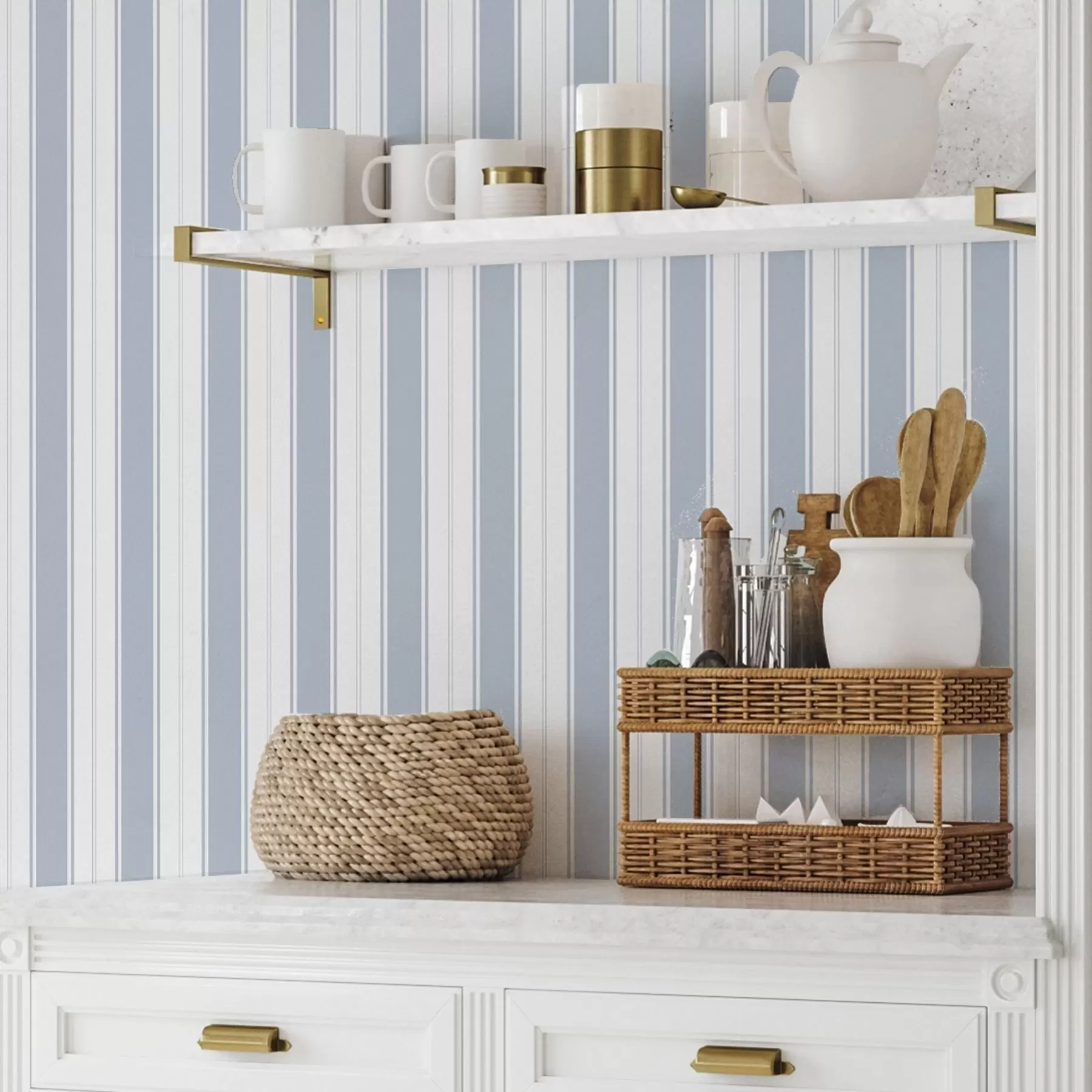 wall murals Version with repeating stripes in gray-blue tones a00517