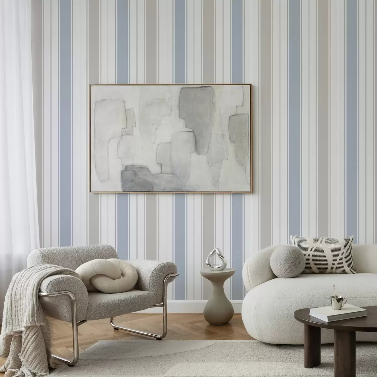 Wallpaper Clear stripes in gray-blue tones with contrasts a00517v2