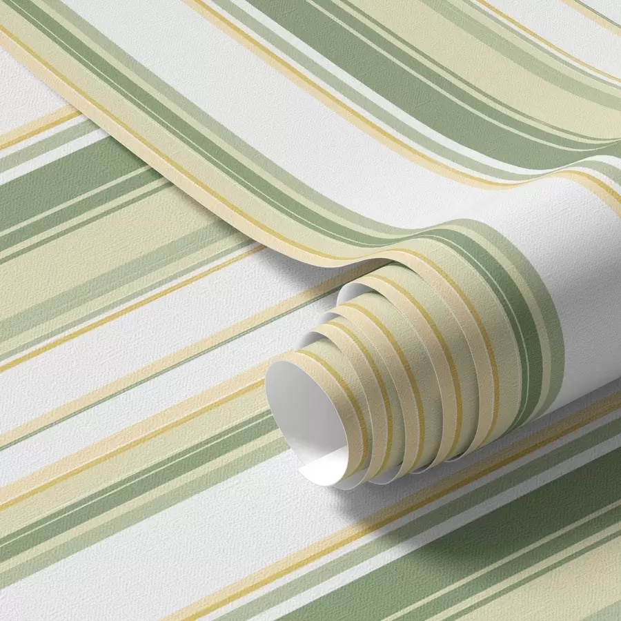 wall murals Green and beige stripes with yellow accent lines a00531
