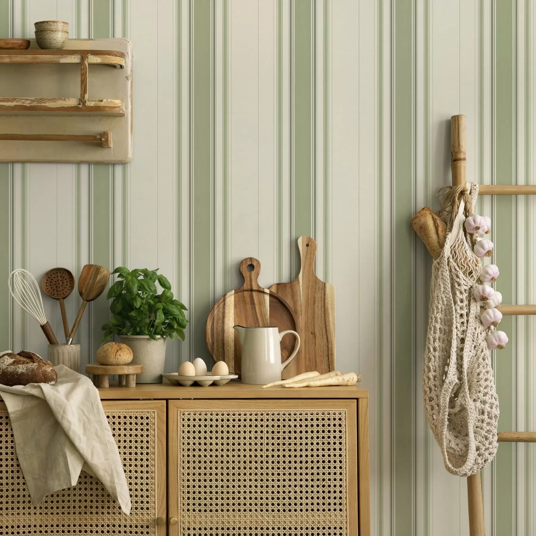 wall murals Light background with dark green accent stripes a00562