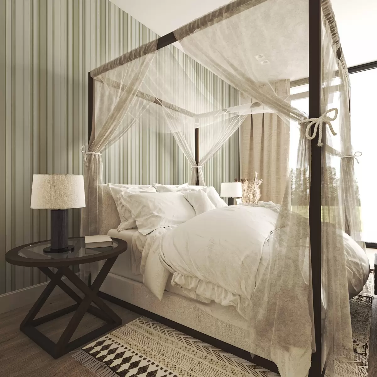 Wallpaper Cream background with gray-beige vertical stripes a00564