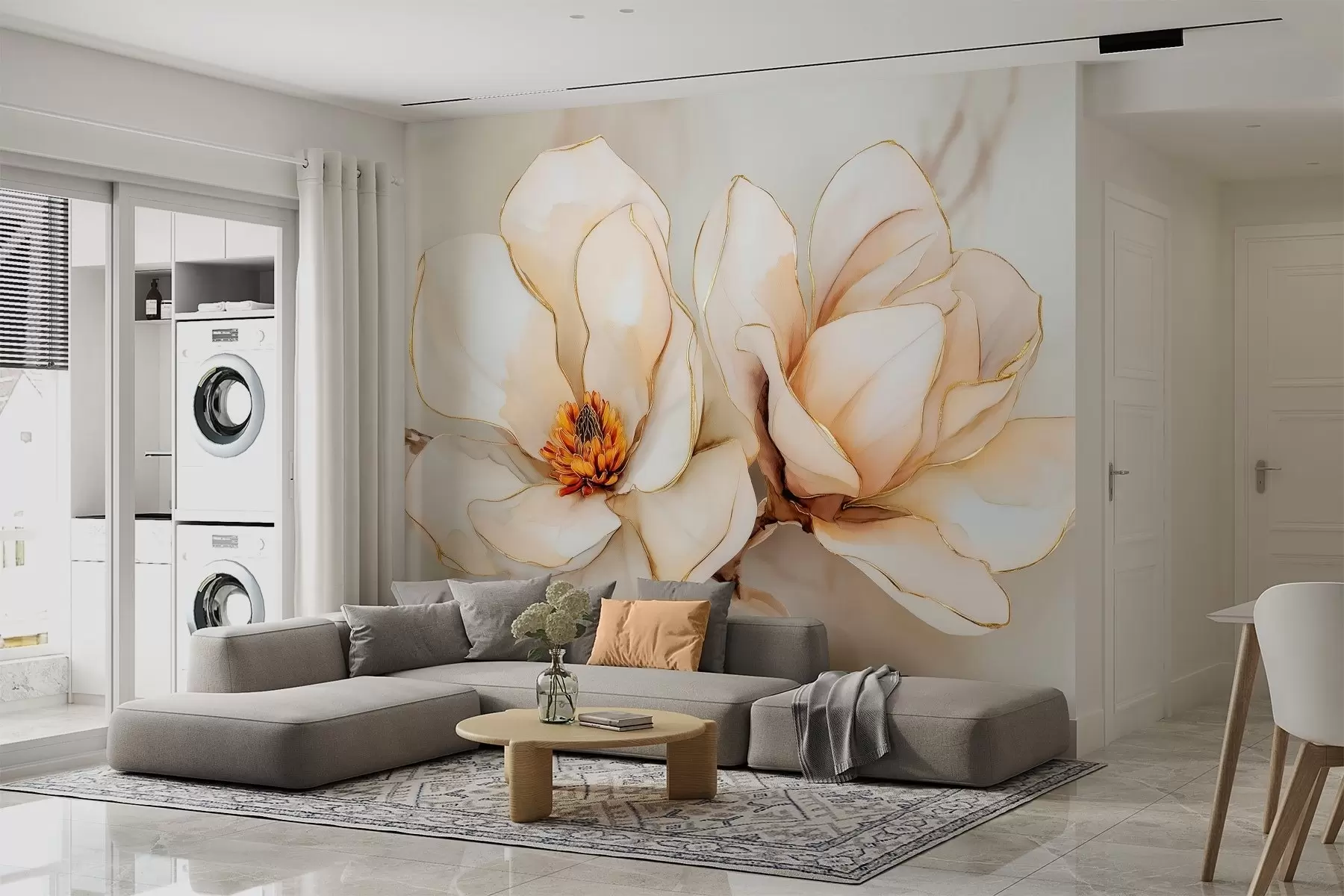 wall murals Large light magnolia flowers with soft petals w09308