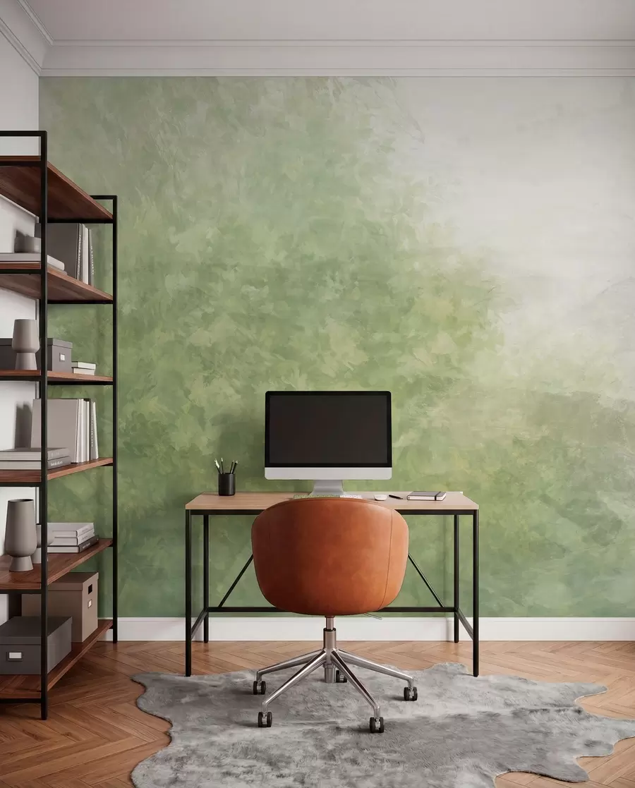 wall murals  Imitation of leaves on a concrete wall w04468