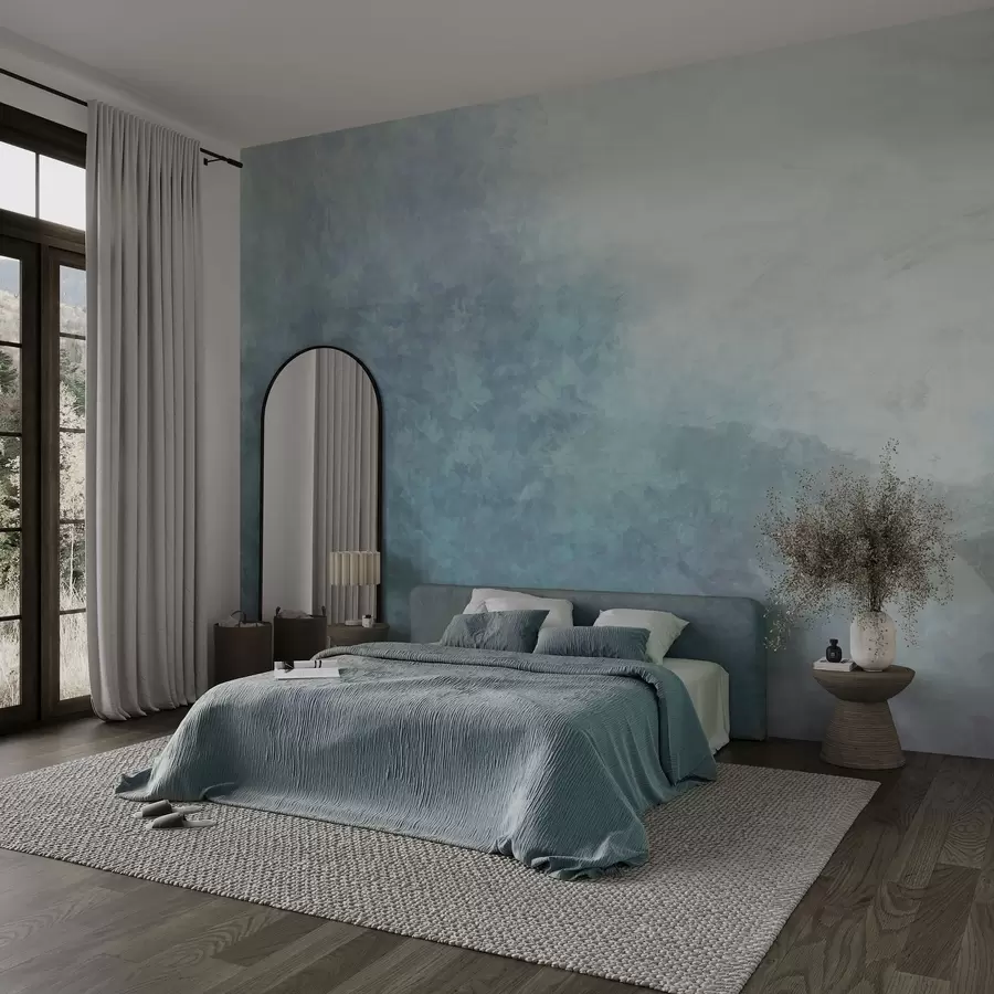 wall murals  Imitation of leaves on a concrete wall w04468v1