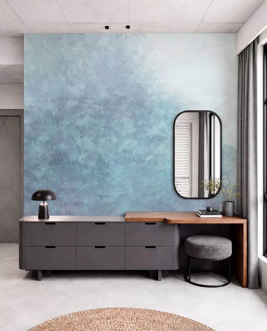 wall murals  Imitation of leaves on a concrete wall w04468v1