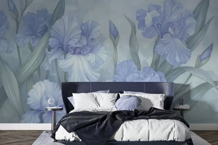 wall murals Illustrated Irises w04469