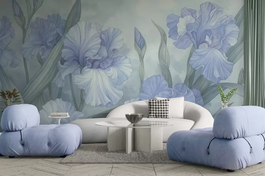 wall murals Illustrated Irises w04469