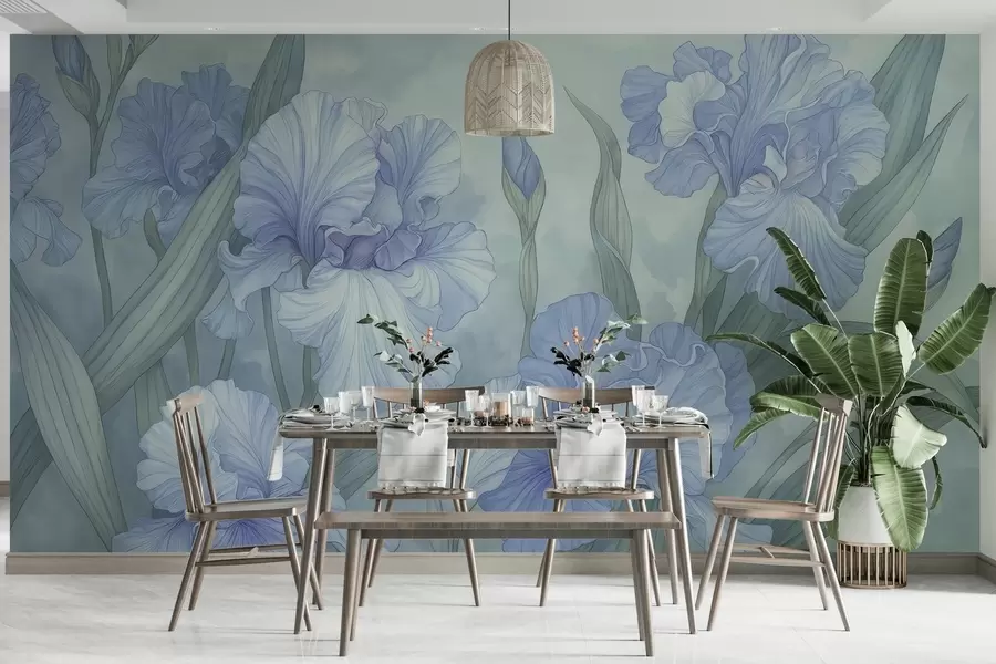 wall murals Illustrated Irises w04469