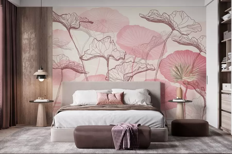 wall murals Various lotus leaves w04471v1