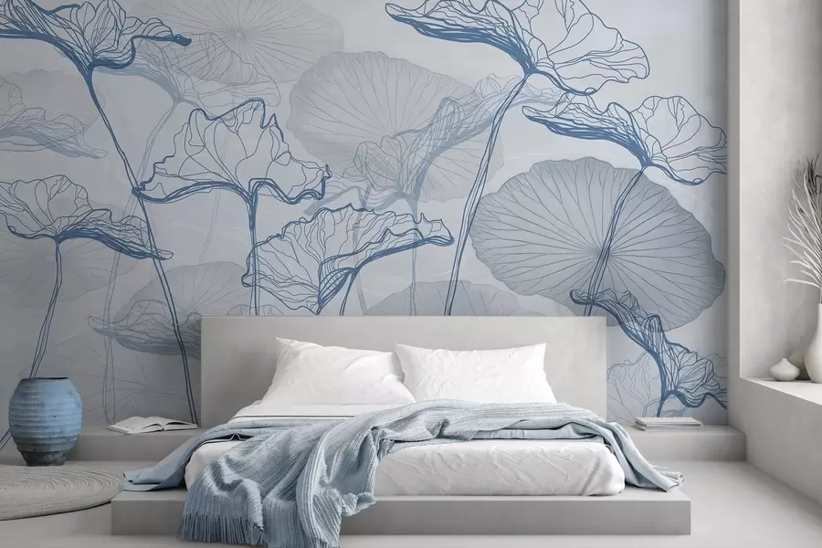wall murals Various lotus leaves w04471v2