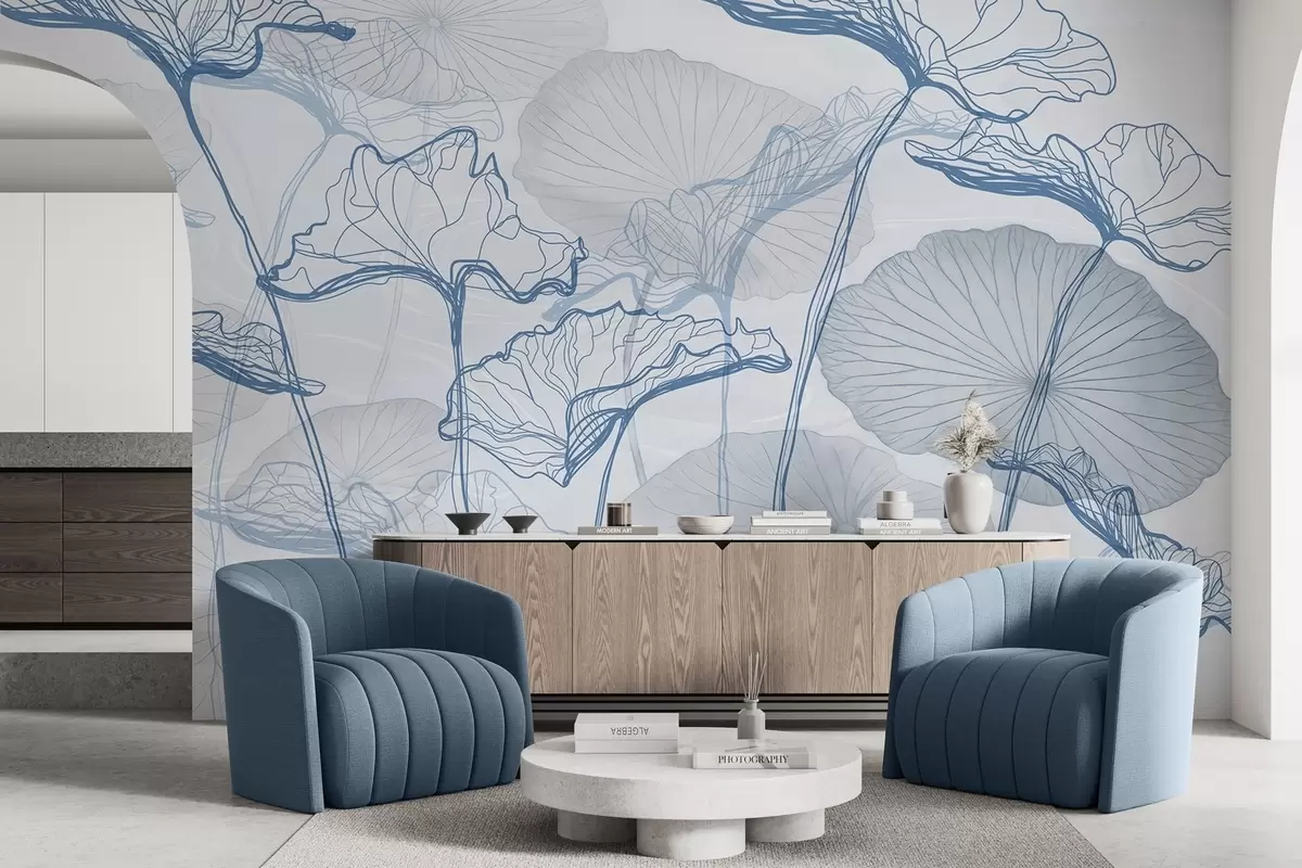 wall murals Various lotus leaves w04471v2