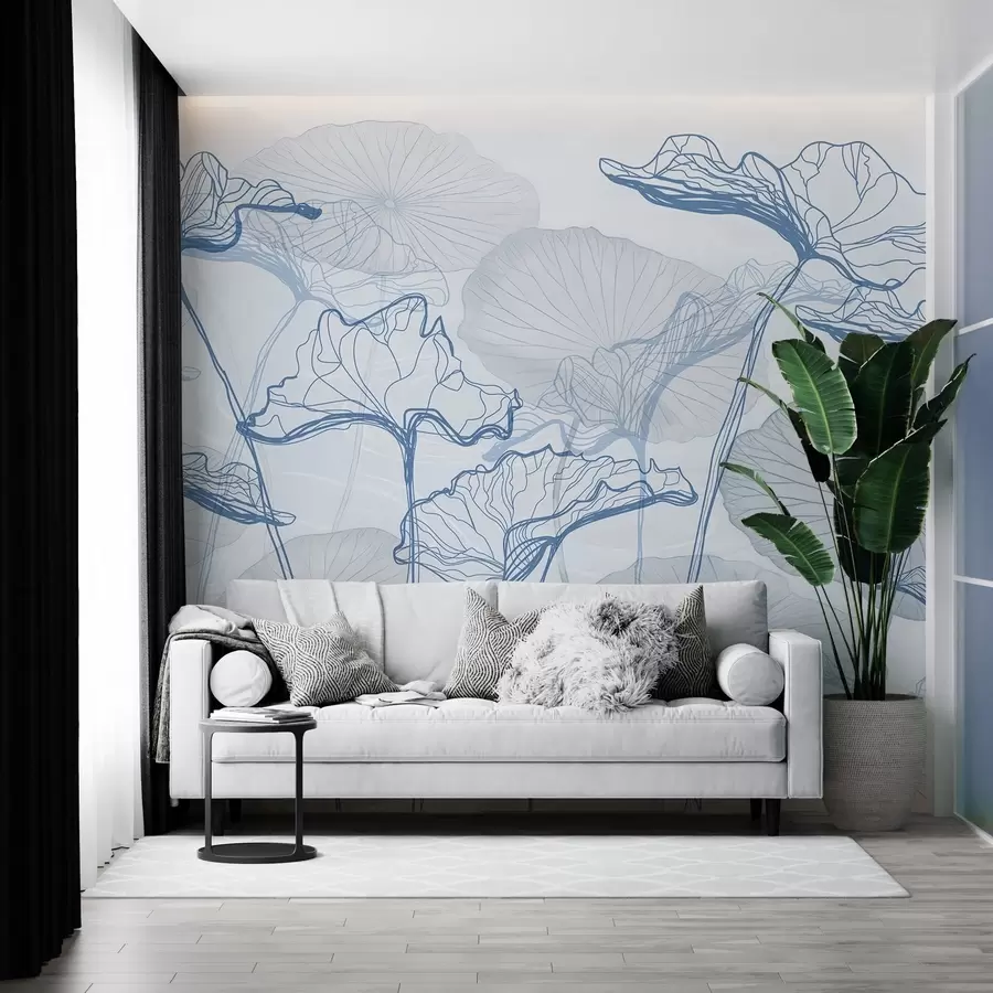 wall murals Various lotus leaves w04471v2