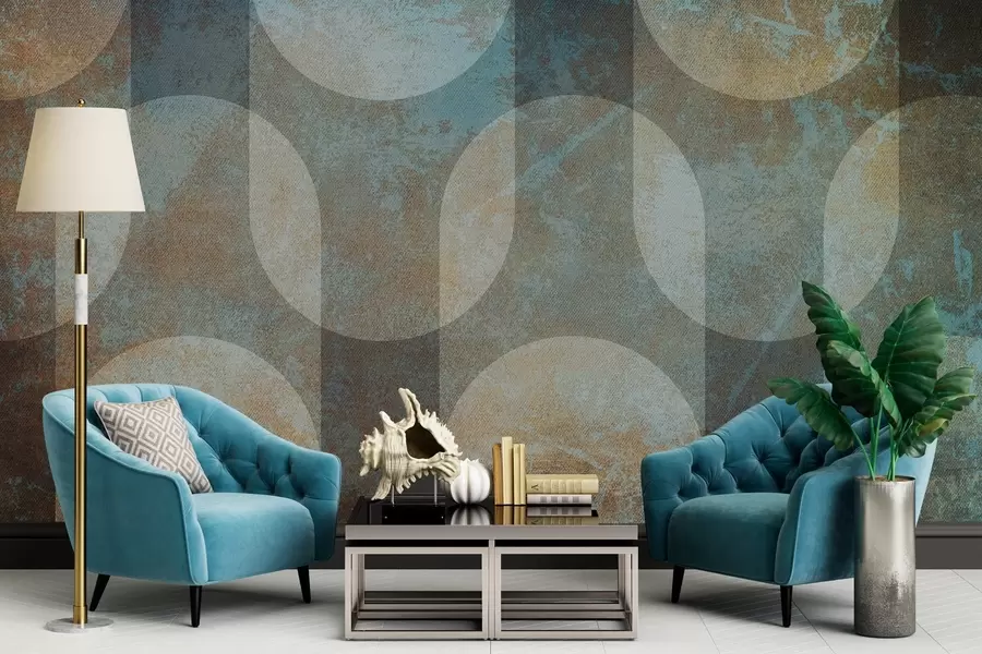 wall murals Abstract geometry in retro-modern style w04495