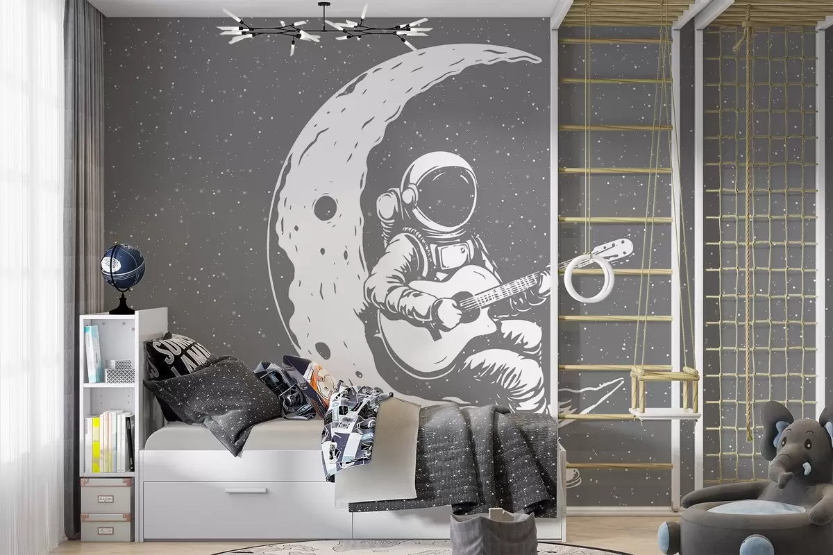 wall murals Cosmonaut, moon, guitar w04514