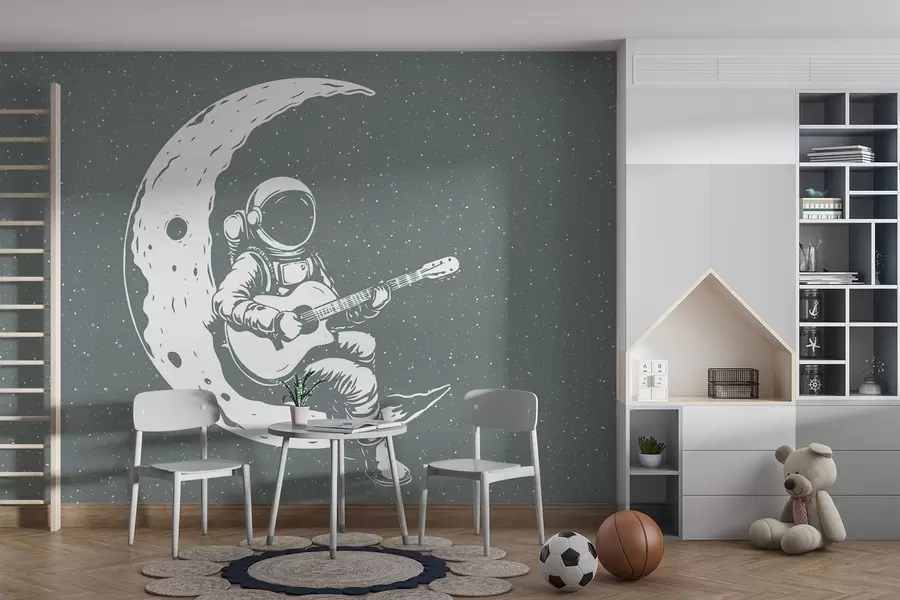 wall murals Cosmonaut, moon, guitar w04514v1