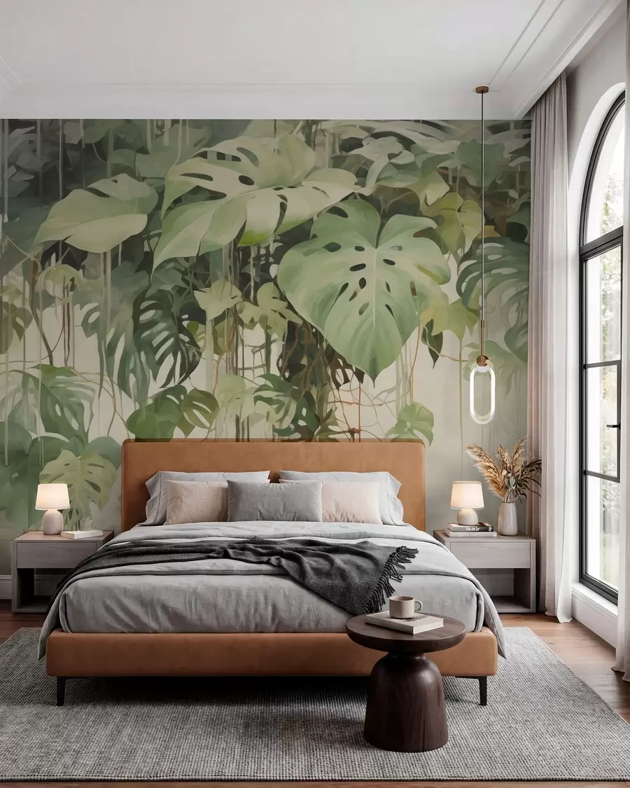 wall murals Tropical leaves w04525
