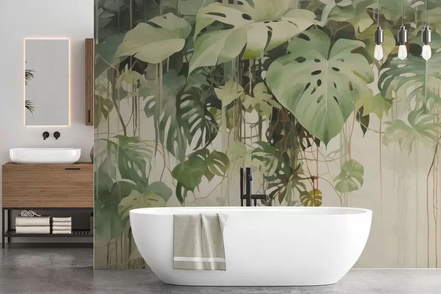 wall murals Tropical leaves w04525