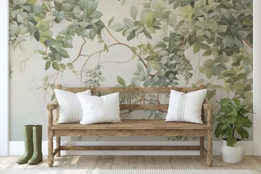 wall murals Leaves on tree branches w04528