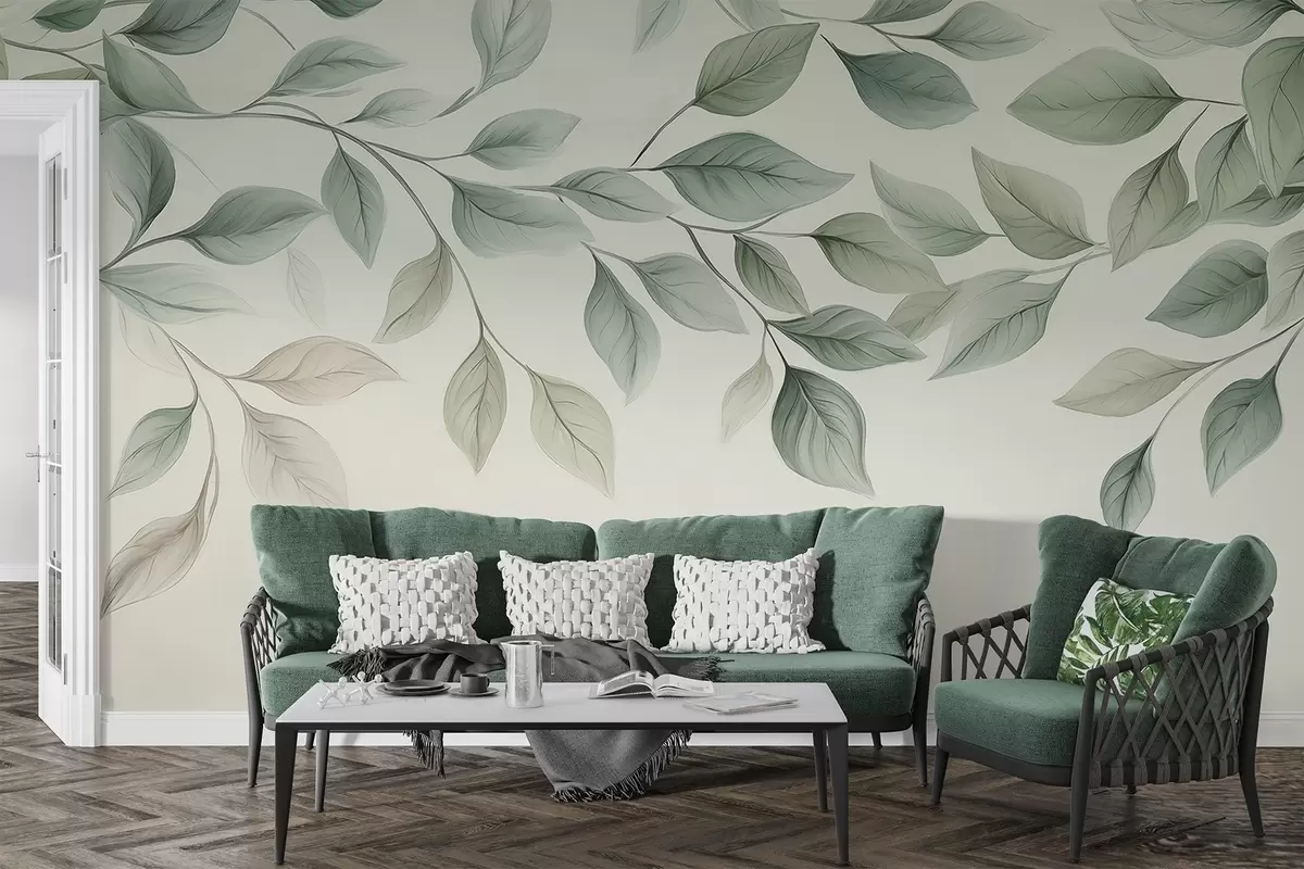 wall murals Hanging leaves w04518