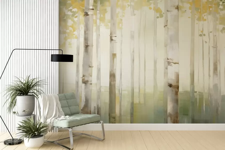 wall murals Birch forest w04520