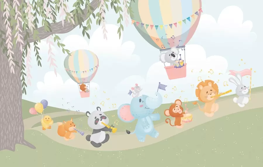 wall murals Landscape with animals playing musical instruments w04200