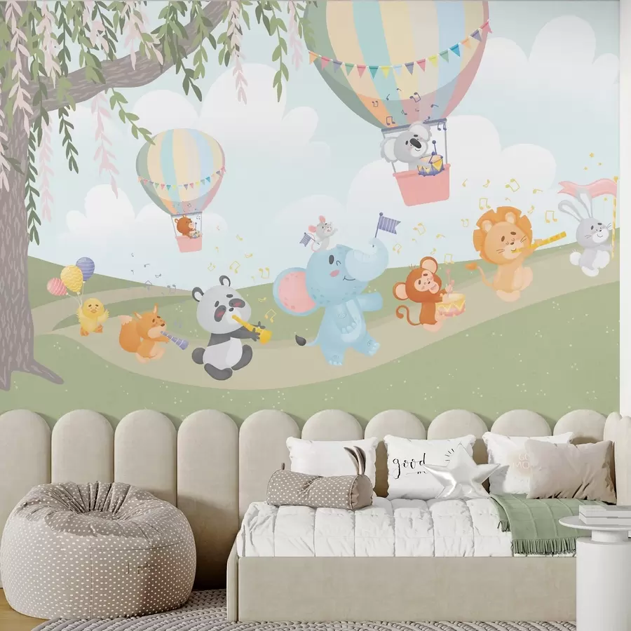 wall murals Landscape with animals playing musical instruments w04200
