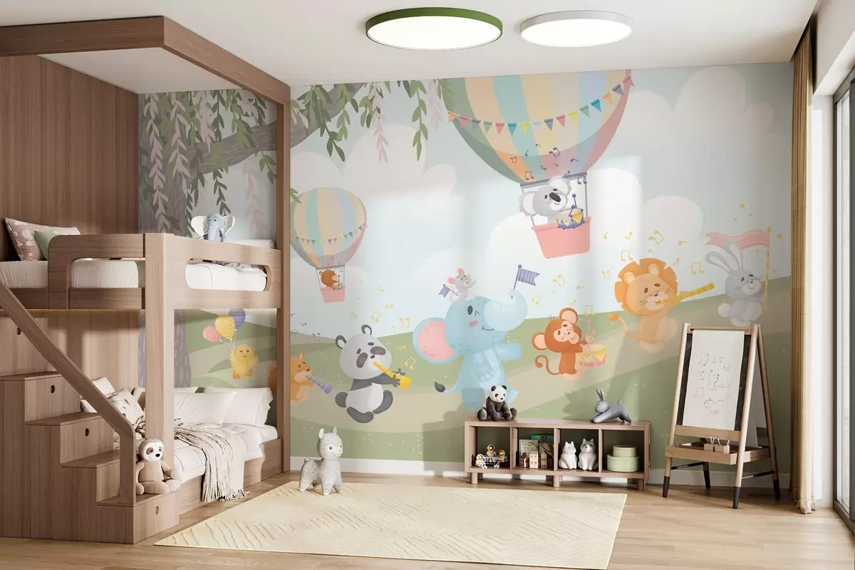 wall murals Landscape with animals playing musical instruments w04200