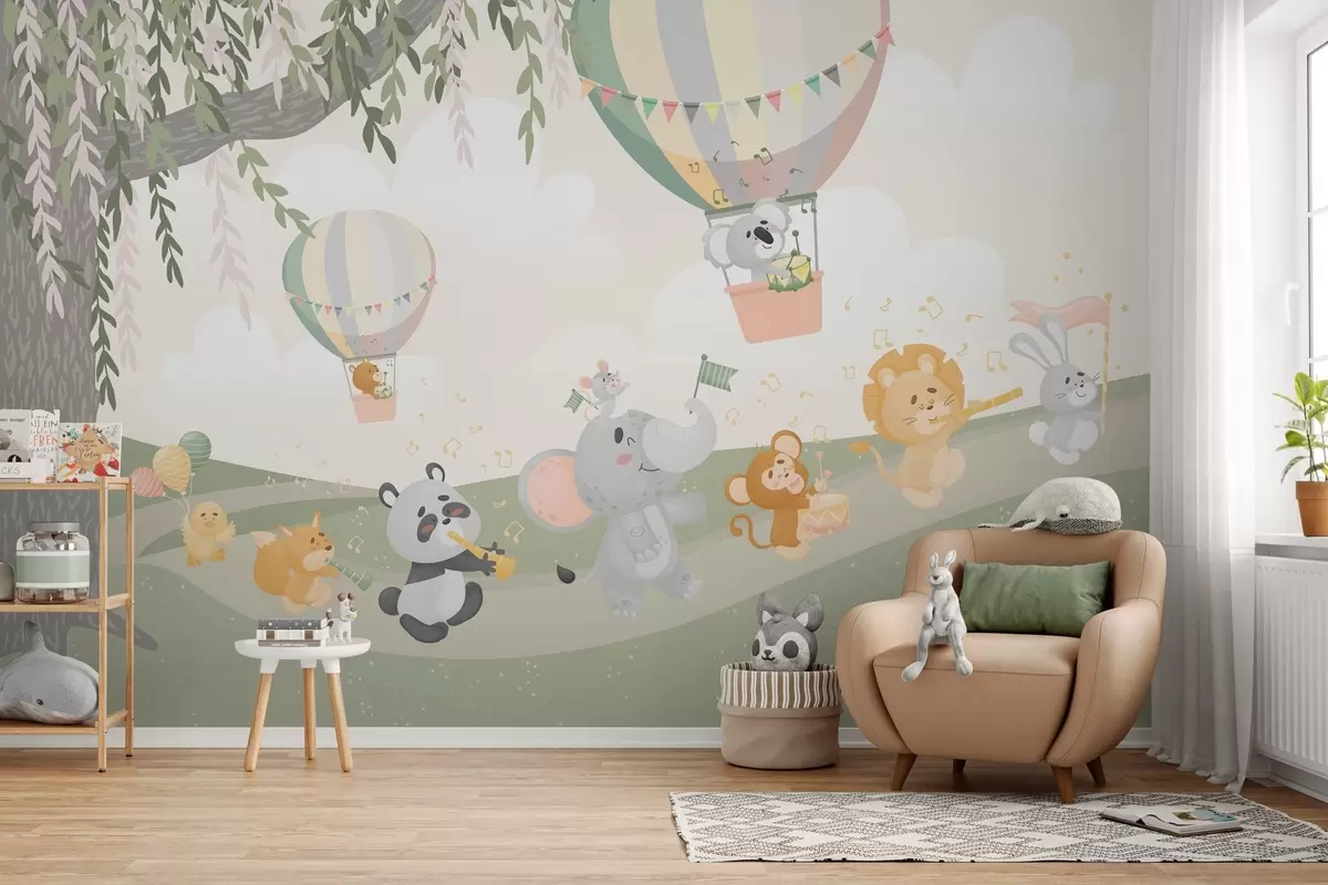 wall murals Landscape with animals playing musical instruments w04200v1