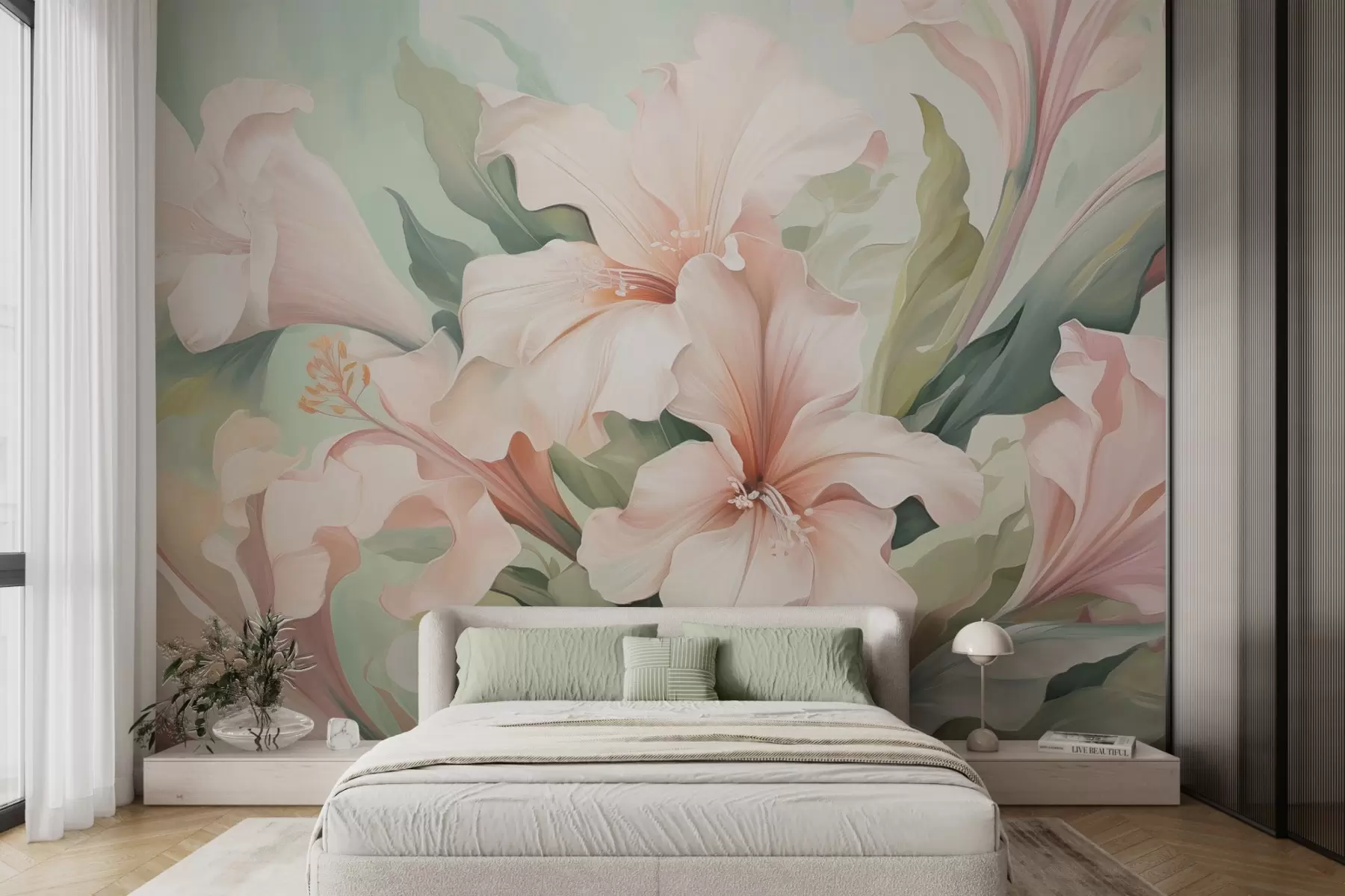 wall murals Blooming flowers w04531