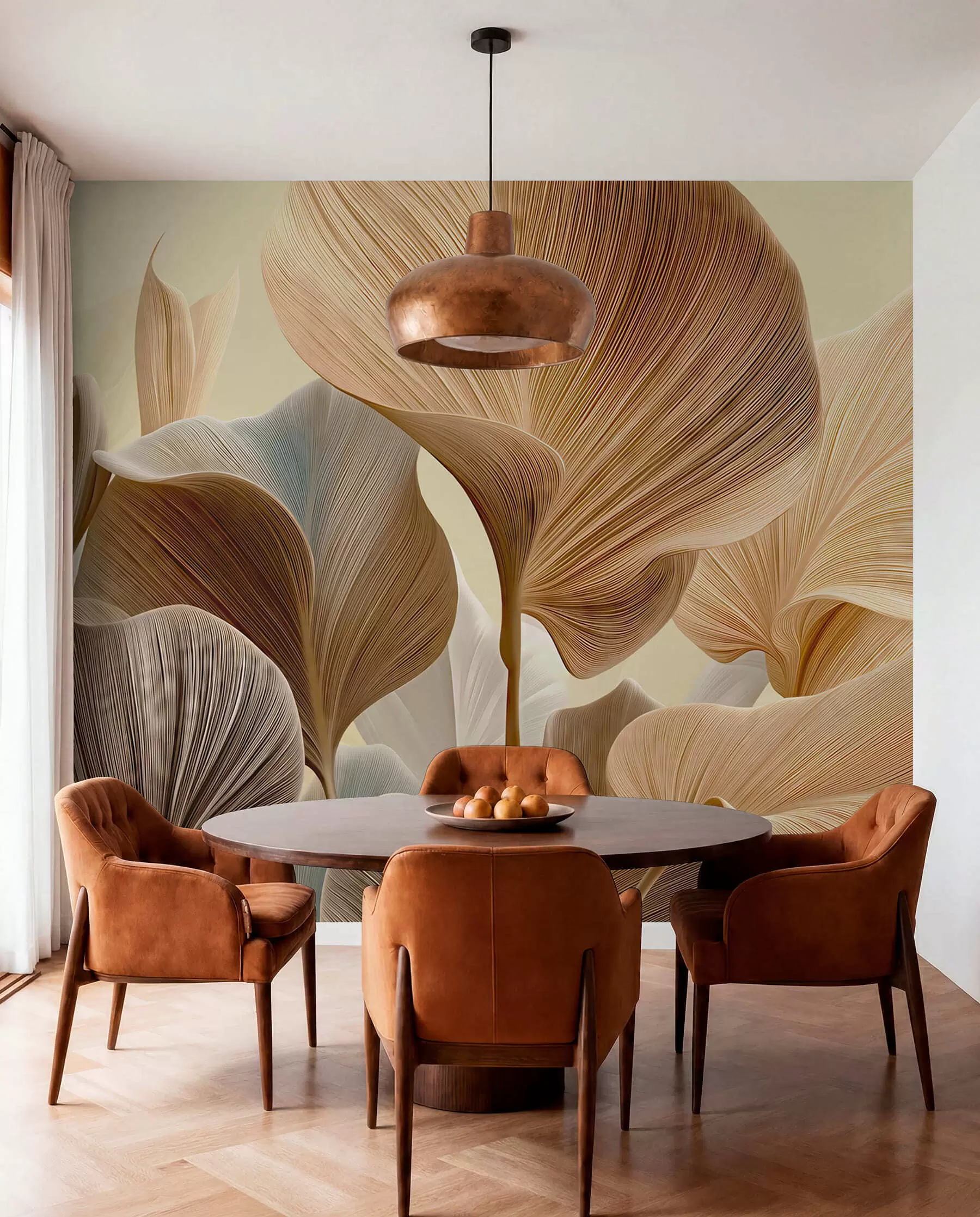 wall murals Refined leaves in delicate neutral shades w04549v2