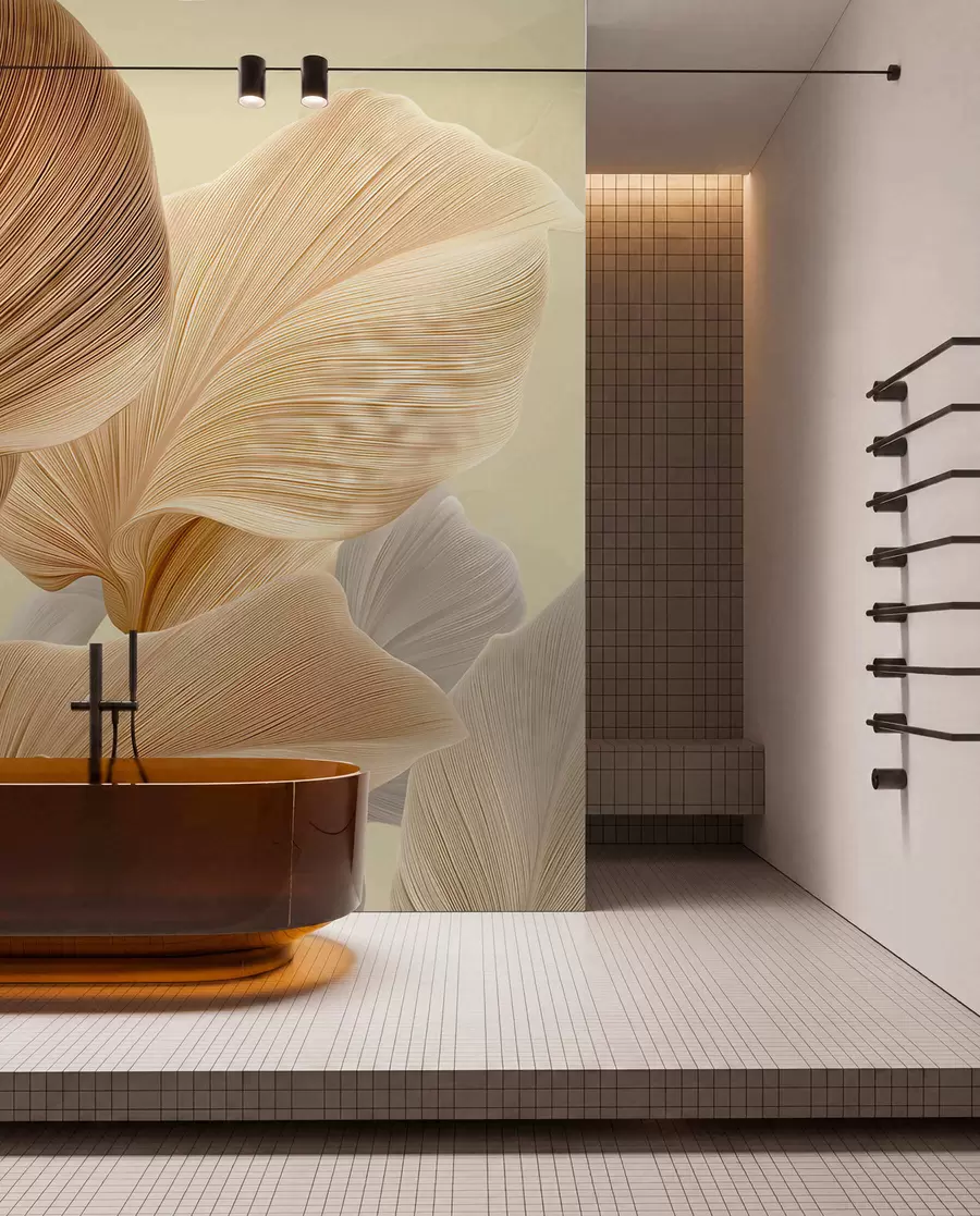 wall murals Refined leaves in delicate neutral shades w04549v2
