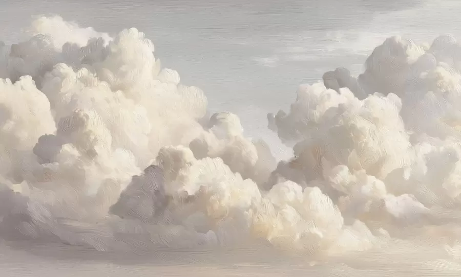 wall murals Dramatic clouds in soft textured brush strokes w04550