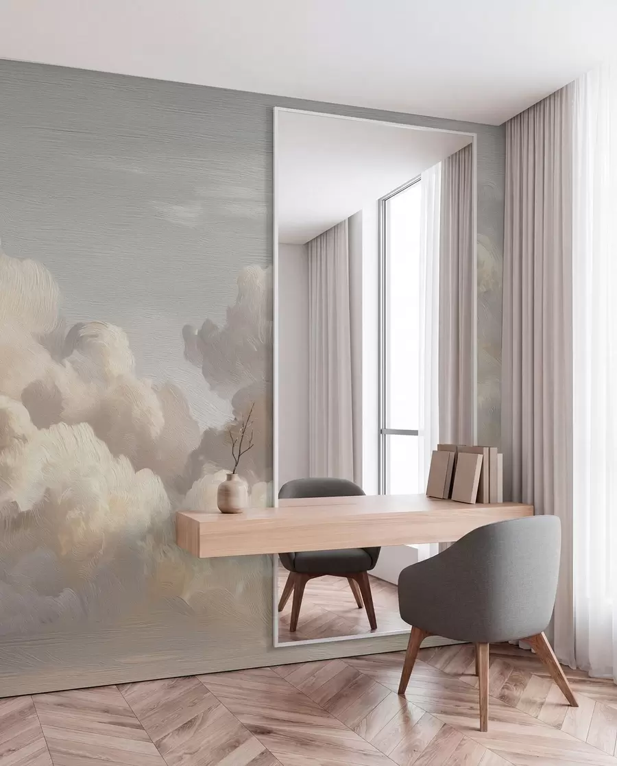 wall murals Dramatic clouds in soft textured brush strokes w04550