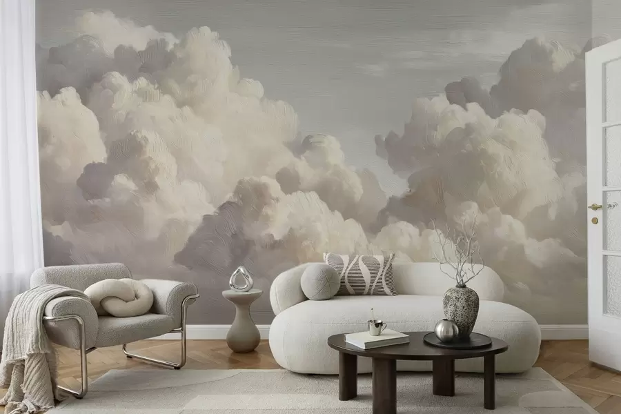 wall murals Dramatic clouds in soft textured brush strokes w04550