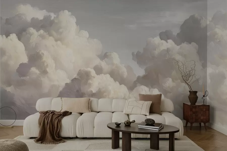 wall murals Dramatic clouds in soft textured brush strokes w04550