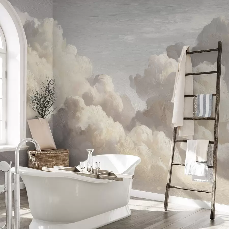 wall murals Dramatic clouds in soft textured brush strokes w04550